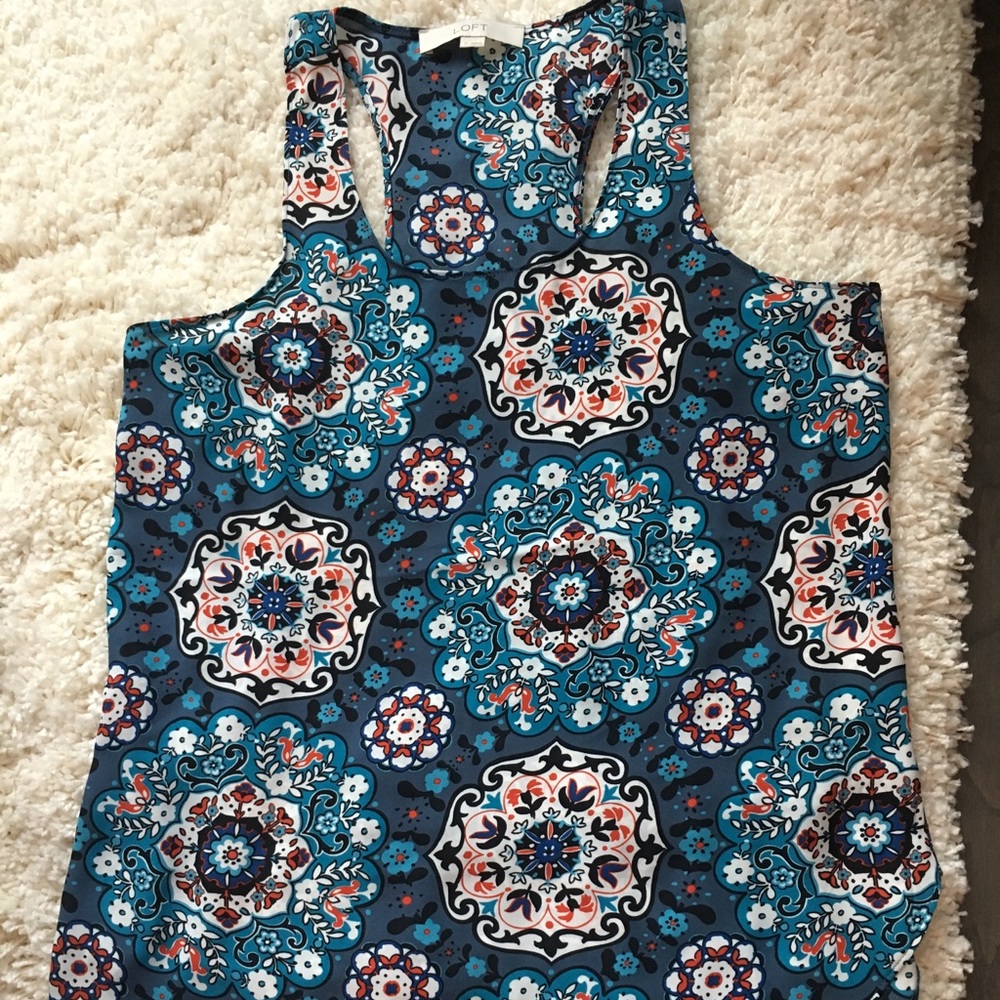 Ann Taylor LOFT Blue Print Tank Small